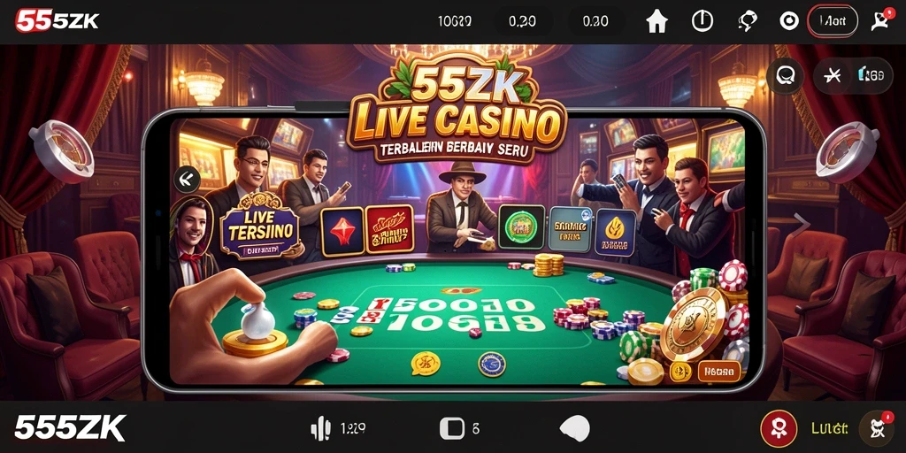 Tampilan gameplay Live Casino 555ZK yang mendebarkan.