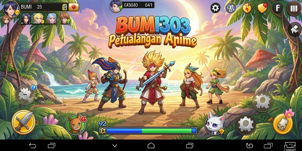 Screenshot BUMI303 menampilkan pertarungan karakter Anime yang epik.
