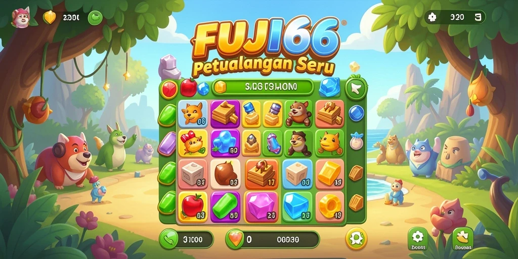 Screenshot gameplay seru FUJI66 dengan kombinasi warna-warni.