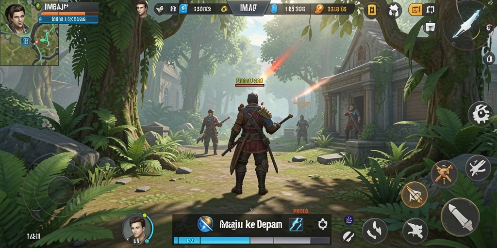 Tangkapan layar utama IMBAJP menampilkan aksi permainan strategis yang mendebarkan.