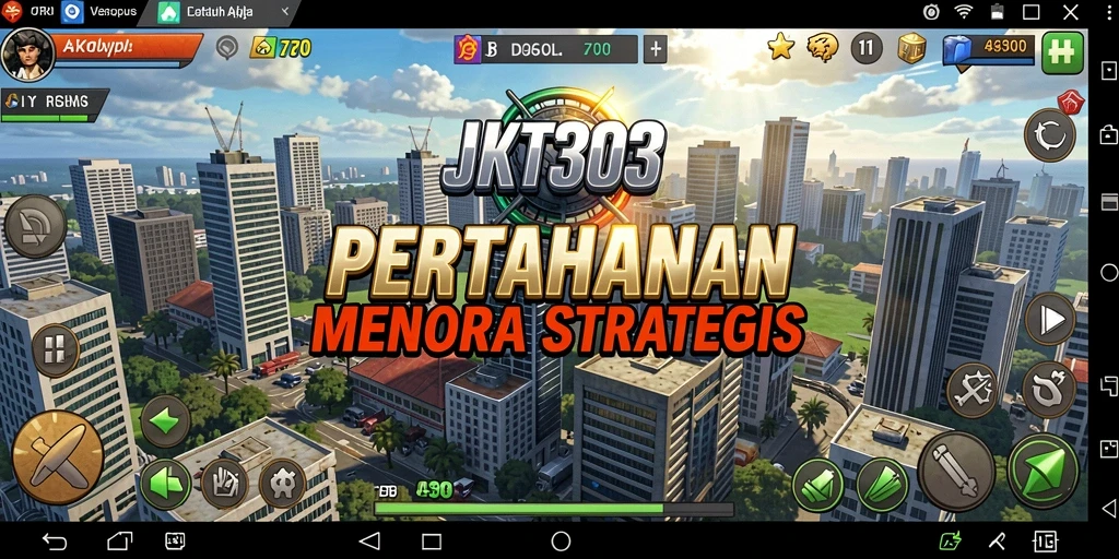 Tampilan gameplay JKT303 dengan menara dan musuh yang beragam.