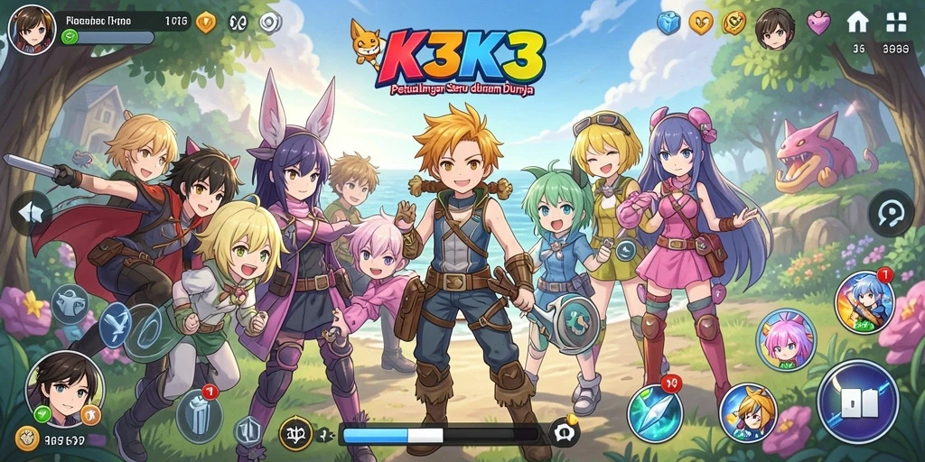 Tampilan menakjubkan dari gameplay K3K3 yang penuh warna.