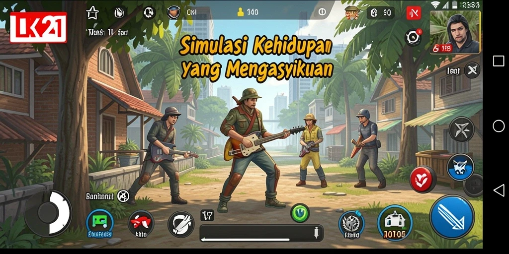 Tangkapan layar gameplay LK21 menunjukkan berbagai aspek interaksi antar pemain.