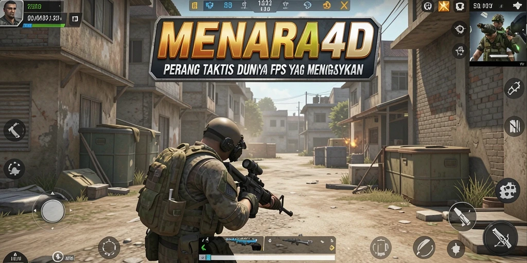 Tampilan aksi mendebarkan dari gameplay MENARA4D yang menampilkan pertempuran FPS.