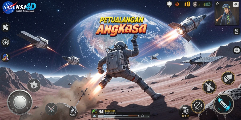 Screenshot NASA4D menampilkan pertarungan epik di luar angkasa dengan grafis yang menakjubkan.