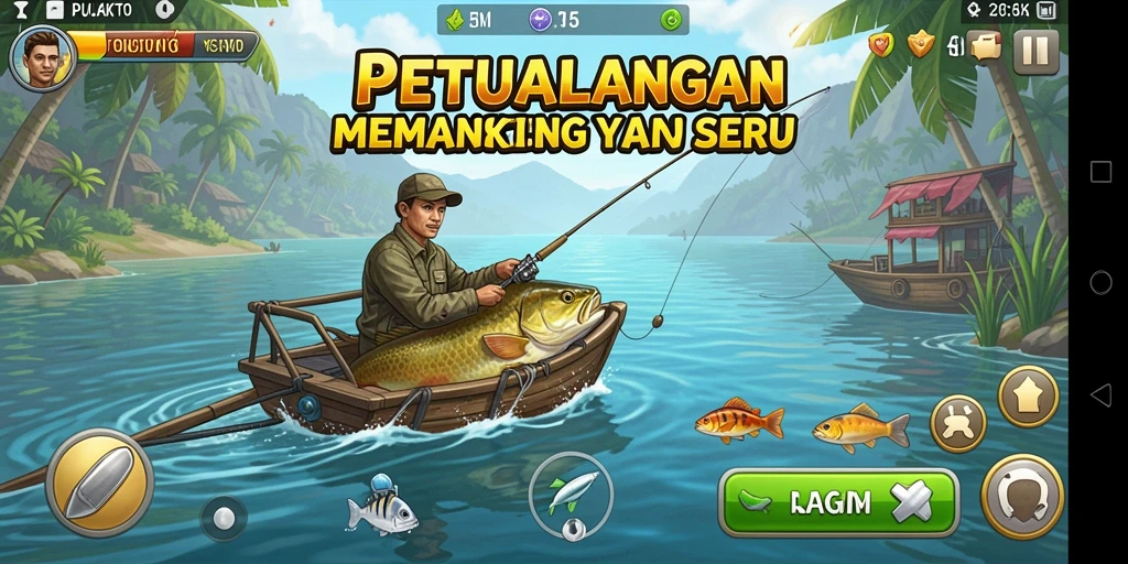 Screenshot PUNCAKTOTO menampilkan gameplay memancing yang seru dan imersif.
