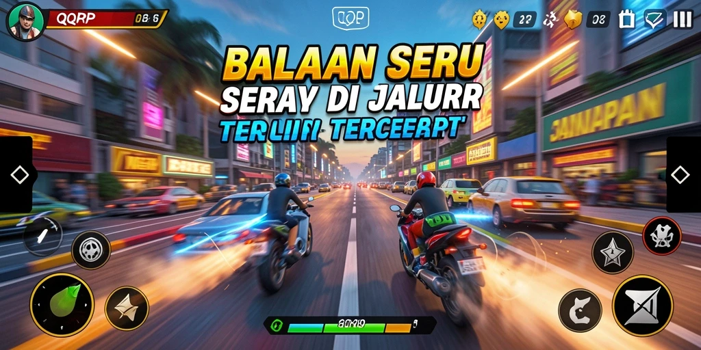 Gameplay seru QQRP dengan balapan penuh adrenalin.