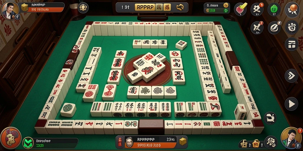 Tampilan gameplay seru di RPRPRP dengan grafis Mahjong yang menarik.